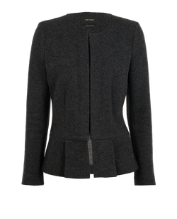 Isabel Marant Collarless Jacket, Merino Wool, Grey, UK14, 2*