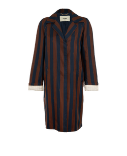 Fendi Stripe Long Jacket, Silk, Navy/Brown, UK 6, 1*