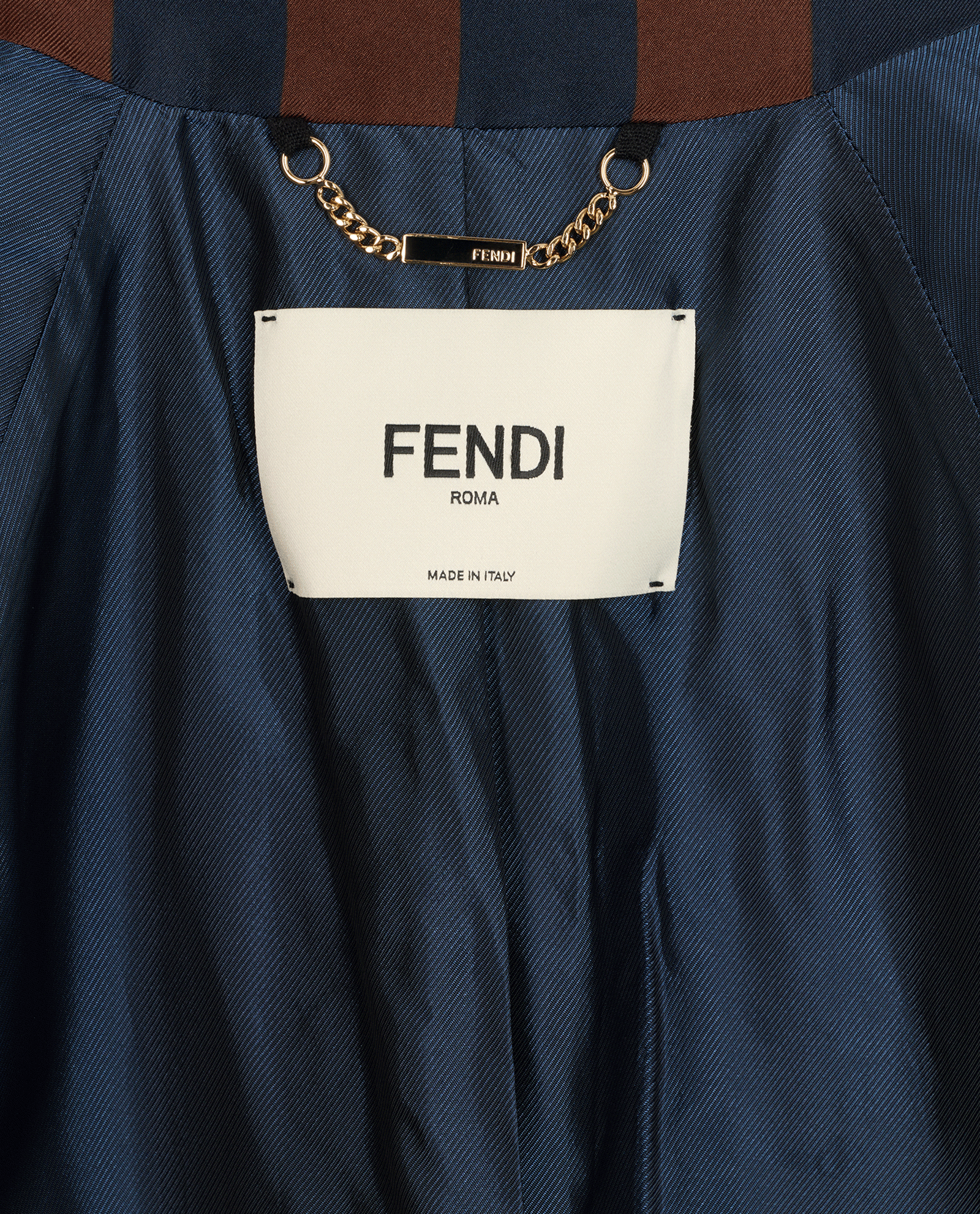 Fendi Stripe Long Jacket, &pound;310, Clothing, Brown/Navy, Silk, Other view