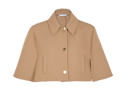 MaxMara Estroso Cropped Cape, Wool, Beige, Sz L, 2*