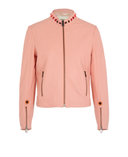 Fendi Studded Floral Jacket, Leather, Pink, UK8, 1*