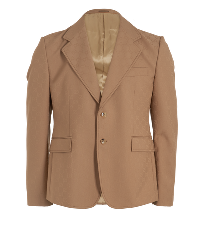 Gucci GG Supreme Single-Vent Blazer, &pound;650, Clothing, Beige, Polyester (Polymer), Front view