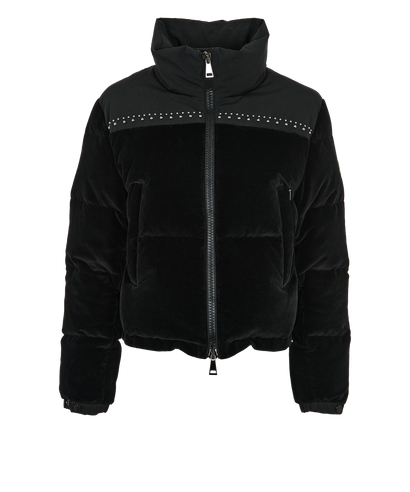 Moncler Studded Puffer Jacket, &pound;490, Clothing, Black, Polyester, Front view