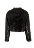 Prada Cropped Logo Sequin Jacket, &pound;1,300, Clothing, Black, Viscose, Back view