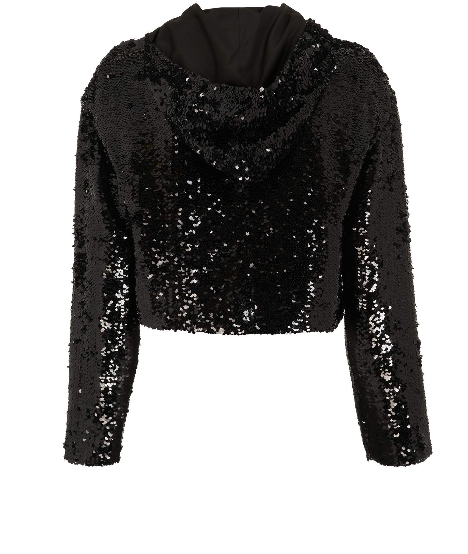 Prada Cropped Logo Sequin Jacket, &pound;1,300, Clothing, Black, Viscose, Back view