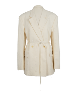 Acne Frayed Jacket, Cotton, Cream, Sz M, 2*