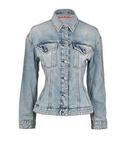 Acne Studio Washed & Distressed Denim Jacket, Cotton, Blue, UK 8, 3*