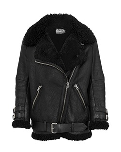 Acne Velocite Jacket, Shearling, Black, UK 10