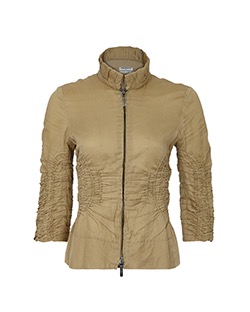 Alberta Ferretti Ruched Jacket, Cotton, Olive, UK 6