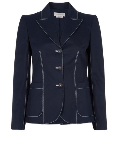 Alexander McQueen Contrast Stitch Blazer, &pound;375, Clothing, Blue/White, Cotton, Front view