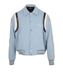 Amiri Bones Varsity Jacket, Mens, Wool/Nylon, Blue, Sz XL, 3*