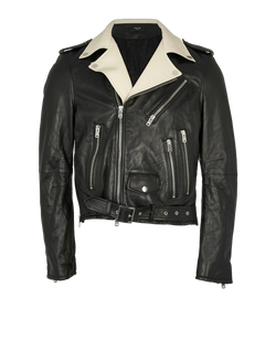 Amiri Contrast Collar Biker Jacket, Mens, Leather, Black, Sz L, 3*