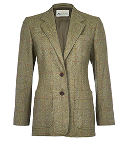 Aquascutum Vintage Plaid Jacket, Wool, Green, 12, 2*