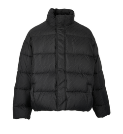 Balenciaga All Over Logo Puffer Jacket, Mens, Poly, Black, Sz M, 3*