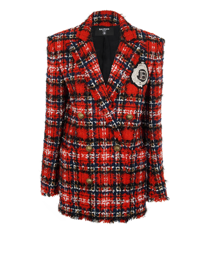 Balmain Tweed Double Breasted Blazer, &pound;575, Clothing, Red, Wool, Front view