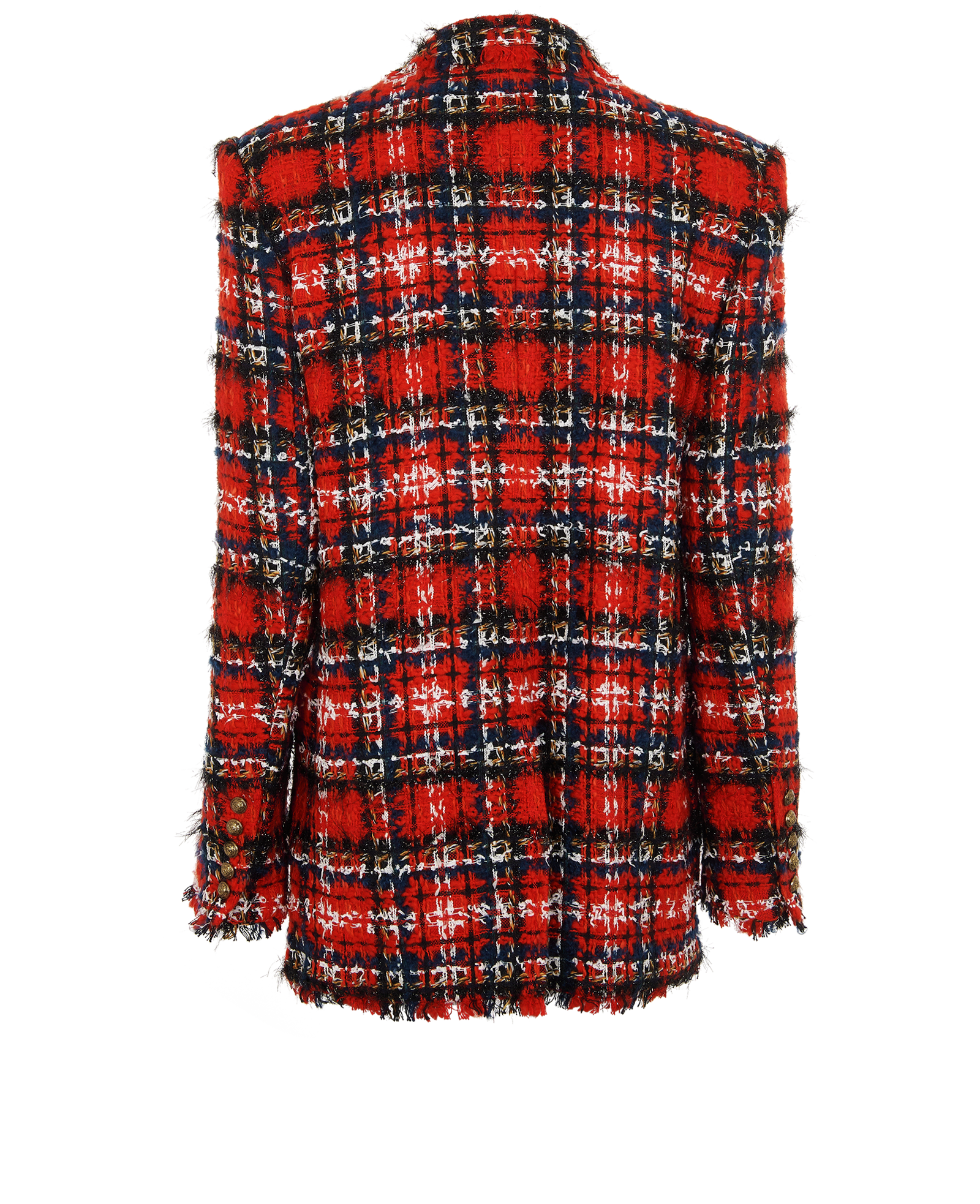 Balmain Tweed Double Breasted Blazer, &pound;575, Clothing, Red, Wool, Back view