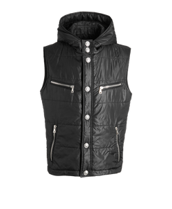 Balmain Hooded Gilet, Mens, Polyester, Black, Sz M, 2*