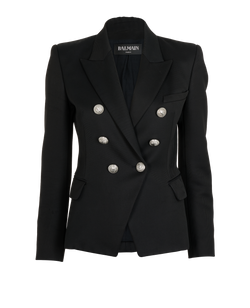 Balmain Double Breasted Blazer, Wool, Black, UK10, 2*