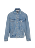 Balenciaga Embroidered Back Logo Denim Jacket, front view