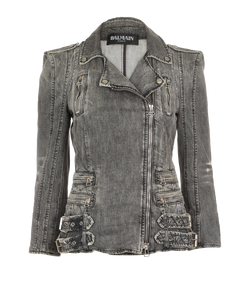 Balmain Denim Jacket, Cotton, Grey, UK 12, 2*