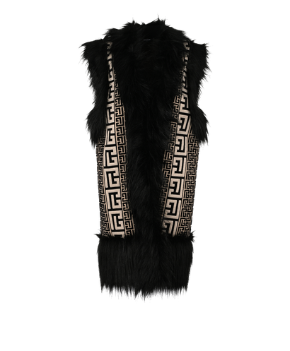 Balmain Monogram Jacquard & Trimmed Gilet, £350, Clothing, Black/White, Polyester (Polymer)/Wool, Front view