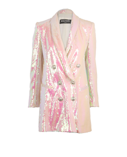 Balmain Sequin Jacket, Viscose, Pink/Multi, UK4, 2*
