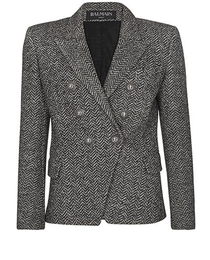 Balmain Wool Blazer, &pound;850, Clothing, Grey, Wool, Front view