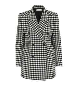 Balenciaga Checkered Double-Breasted Jacket,Poly/Wool,Black/White,UK14,2*