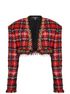 Balmain Bolero Checked Boucle Jacket, £750, Clothing, Red, Wool, Front view