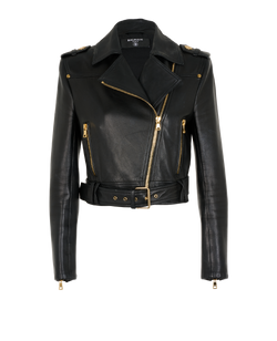 Balmain Biker Jacket, Leather, Black, UK6, 2*