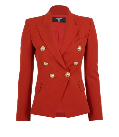 Balmain Gabardine 6-Button Jacket, &pound;350, Clothing, Orange, Viscose/Wool, Front view