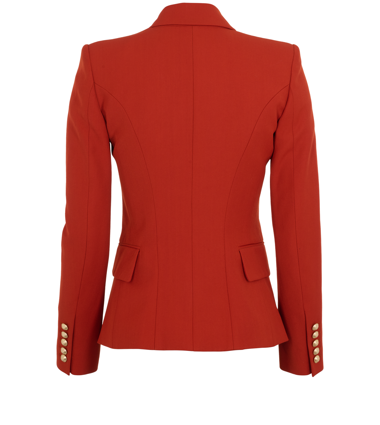 Balmain Gabardine 6-Button Jacket, &pound;350, Clothing, Orange, Viscose/Wool, Back view