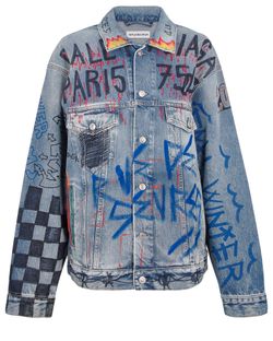 XXXBALENCIAGANylon Logo Denim Jacket XXXTentacion rap Men's
