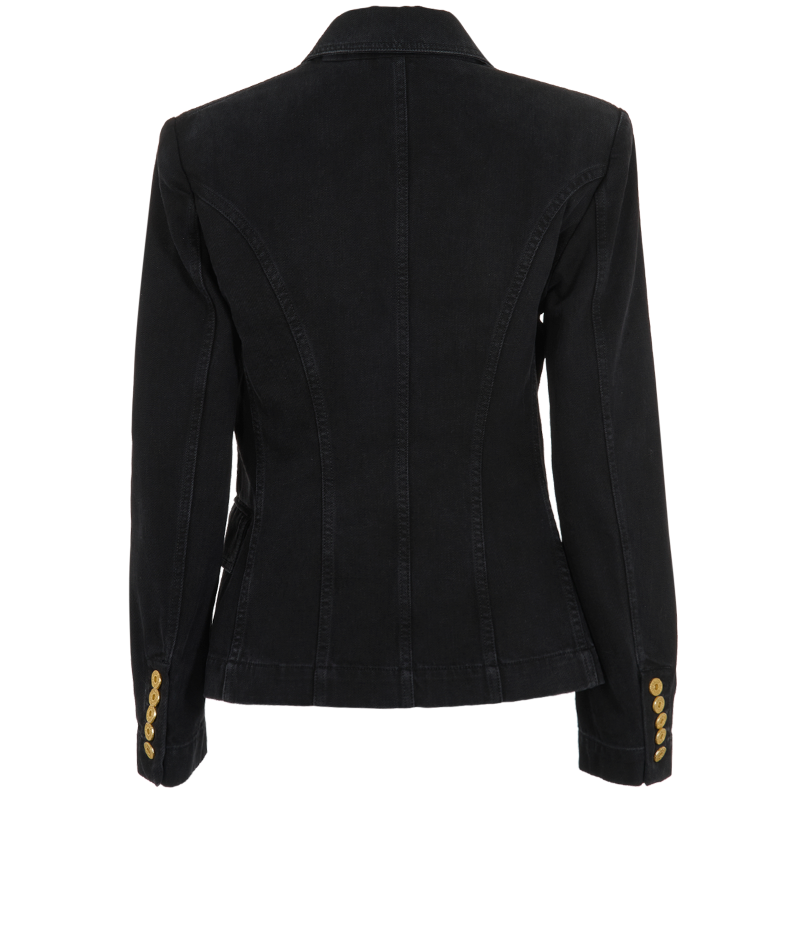 Balmain Double Breasted Denim Jacket, &pound;350, Clothing, Black, Cotton/Denim, Back view