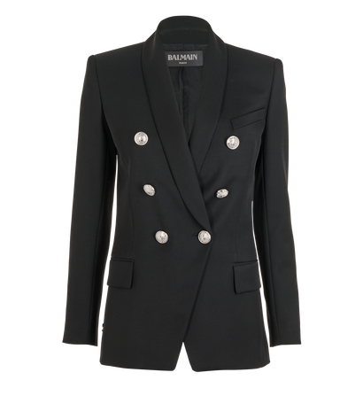 Balmain Blazer, &pound;495, Clothing, Black, Wool, Front view