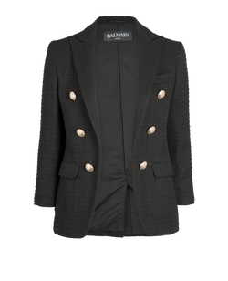 Balmain Double Breasted Blazer, Jacquard, Black, UK10, 3*