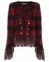 Balmain Fringed Check Jacket, &pound;450, Clothing, Black/Red, Wool, Front view