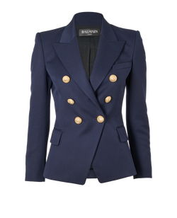Balmain Blazer Jacket, Wool, Navy, UK8, 2*