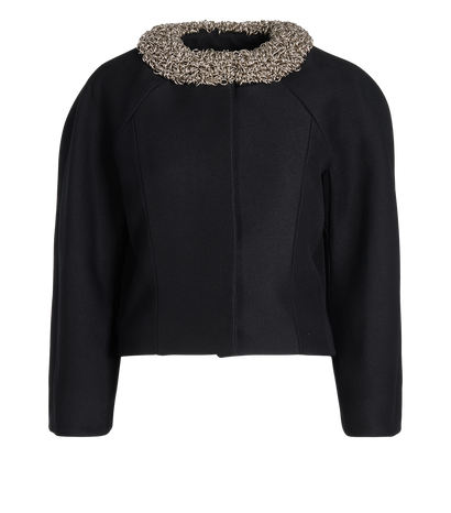 Balenciaga Chain Collar Jacket, &pound;550, Clothing, Black, Polyester Mix, Front view