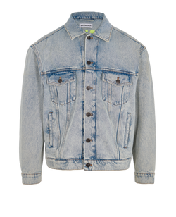 Balenciaga Logo Denim Jacket, Cotton, Blue, UK6, 3*