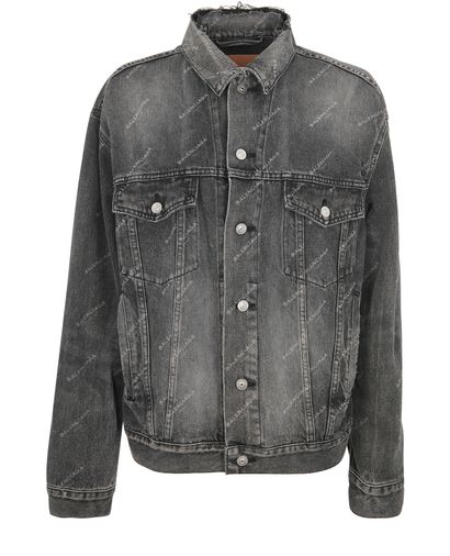 Balenciaga Logo Denim Jacket, &pound;420, Clothing, Black, Denim, Front view
