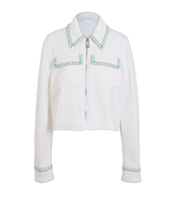 Bottega Veneta Zip up Jacket, Cotton, White/Green, Sz M, 3*