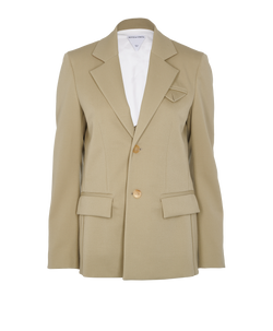 Bottega Veneta Single-Vent Blazer, Wool, Khaki, UK 4, 3*
