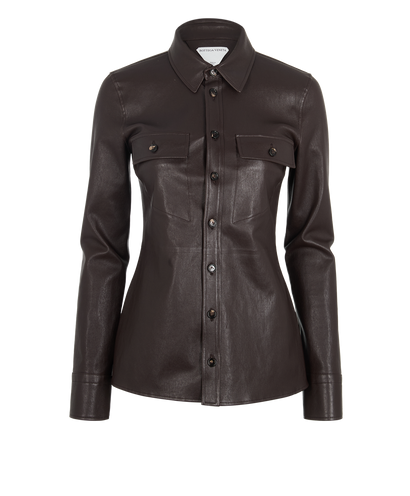 Bottega Veneta Overshirt, £1,200, Clothing, Brown, Lambskin Leather, Front view