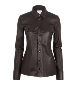 Bottega Veneta Overshirt, Lamb Leather, Brown, UK 6, 3*