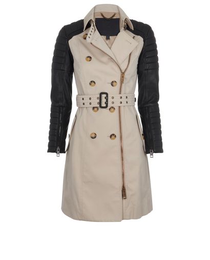 Burberry Leather Sleeves Trench, front view