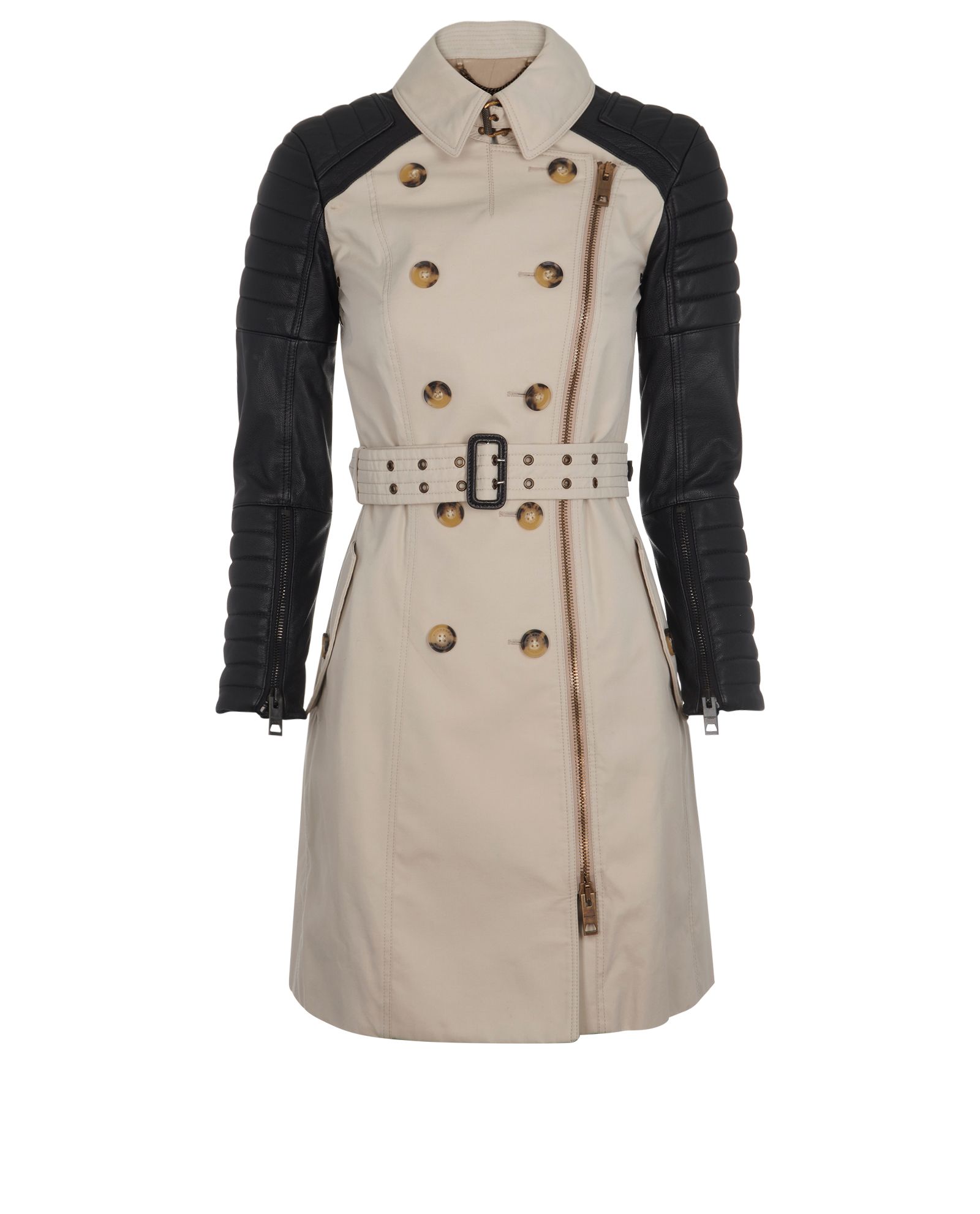 Burberry trench with leather sleeves hotsell