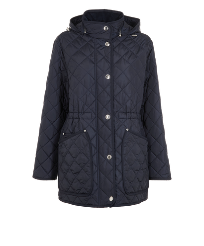 Burberry Quilted Zip-Up Jacket, &pound;375, Clothing, Navy, Polyester (Polymer), Front view