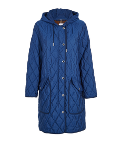 Burberry Quilted Long Jacket, Poly, Blue, Sz L, 2*