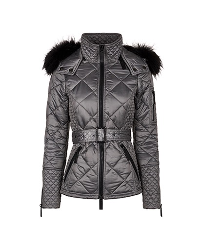 Burberry Quilted Jacket Removable Fur Collar, front view